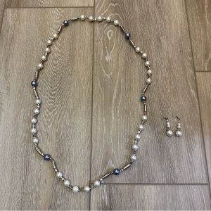 Pearl necklace and earring set